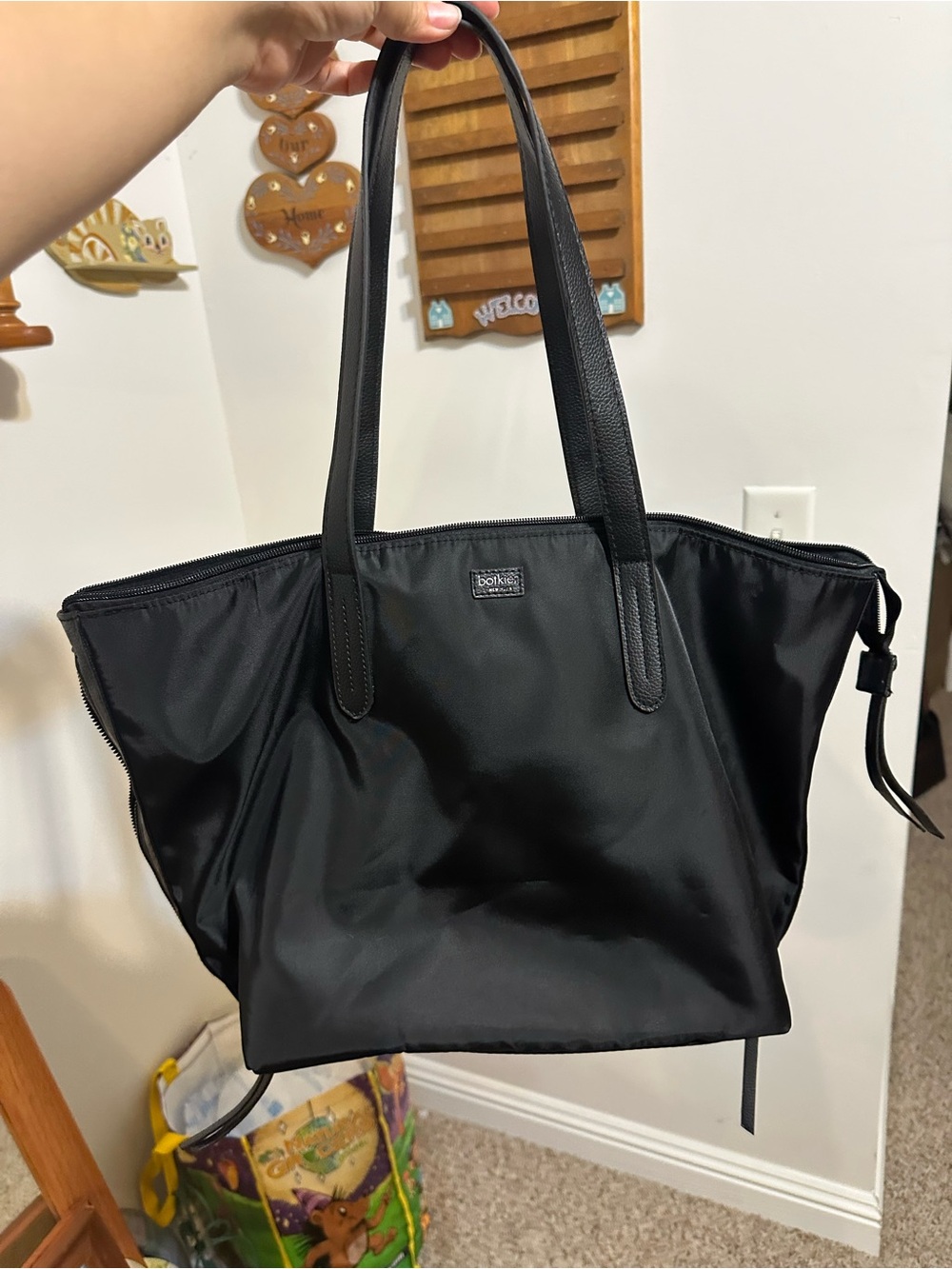 Botkier Black Nylon Tote with Leather Handles